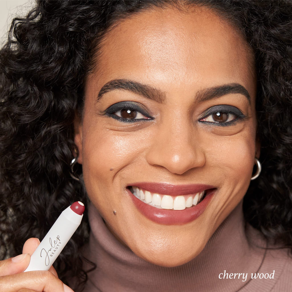 Julep balm applied on lips close shot showing natural color