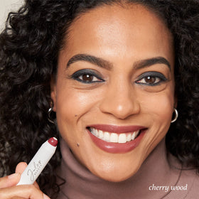 Julep balm applied on lips close shot showing natural color