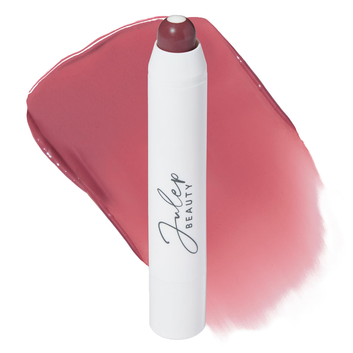 Julep balm front closed showing compact plum color and modern packaging benefit