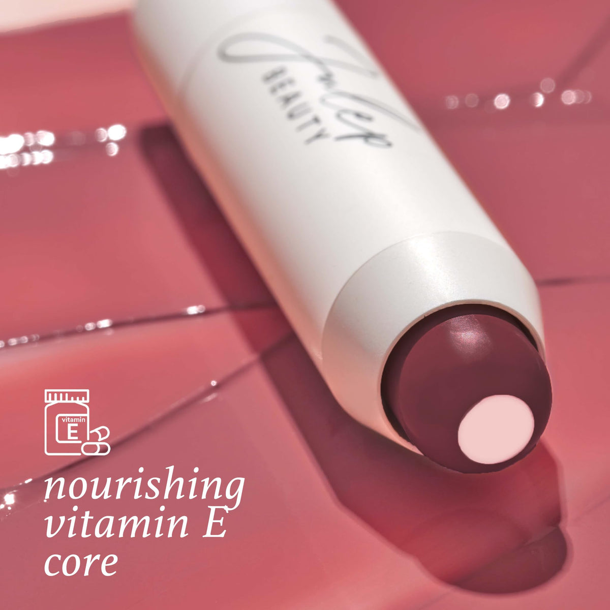 Close-up of Julep balm texture highlighting creamy, hydrating formula benefit