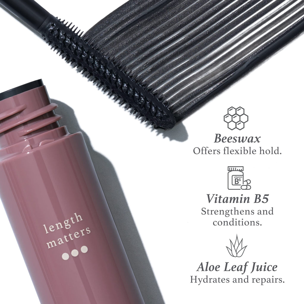 Julep mascara texture swatch on skin showing smooth, buildable black pigment