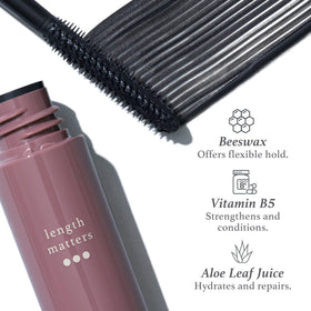Julep mascara texture swatch on skin showing smooth, buildable black pigment
