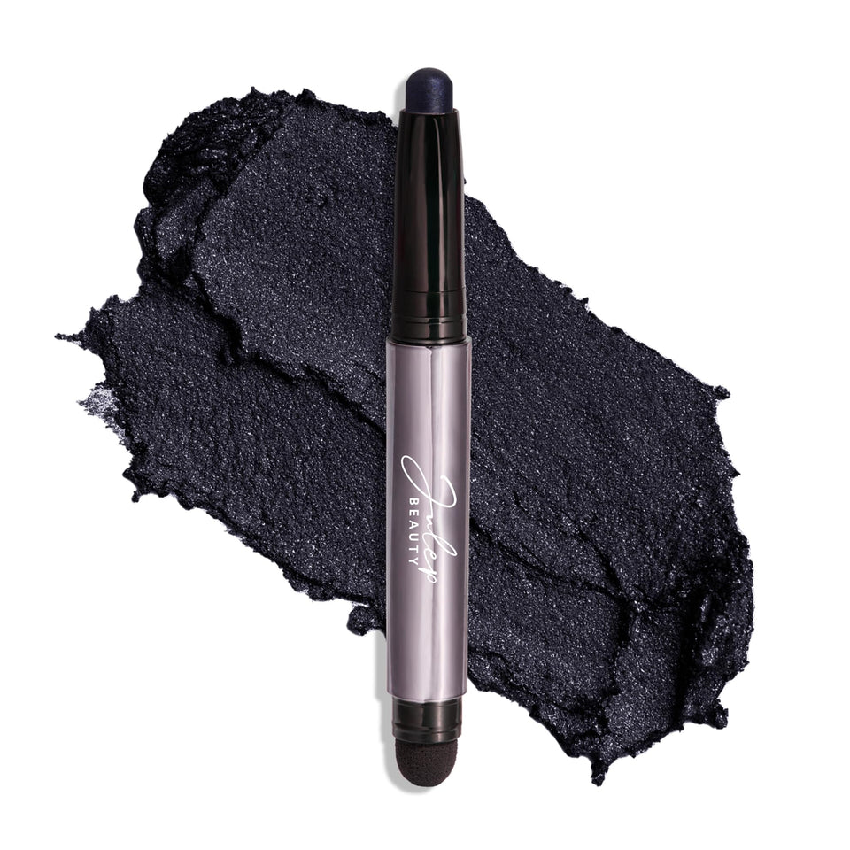 Julep front packaging of Midnight Blue shimmer stick showing product and benefit of portability