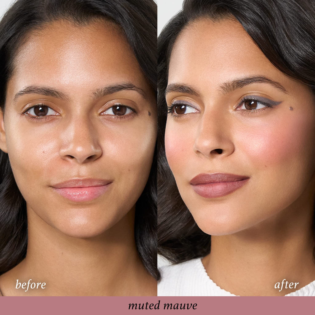 Julep dotting muted mauve onto lips for coordinated lip and cheek color