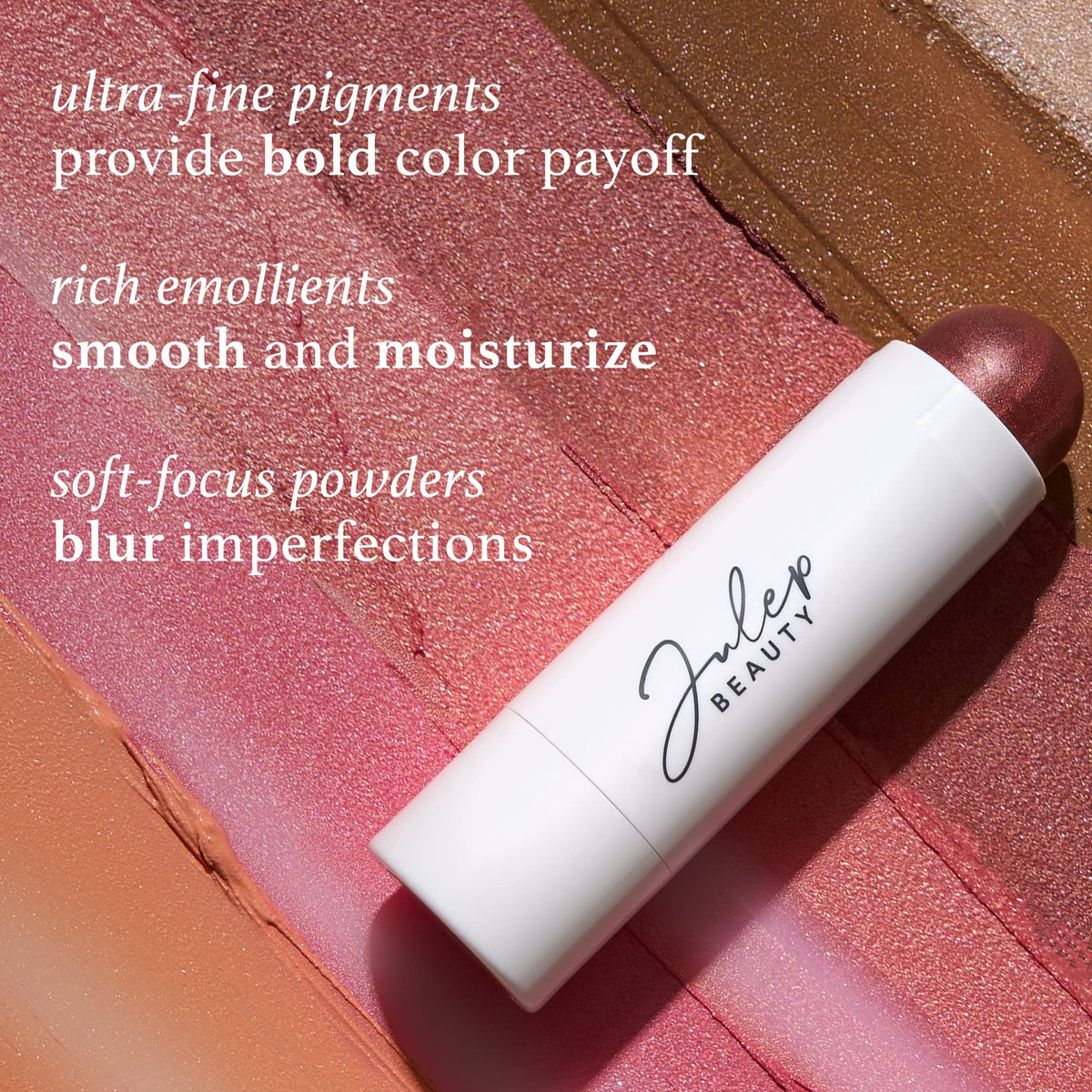 Julep swatch on skin demonstrating Rose Gold luminous buildable color payoff