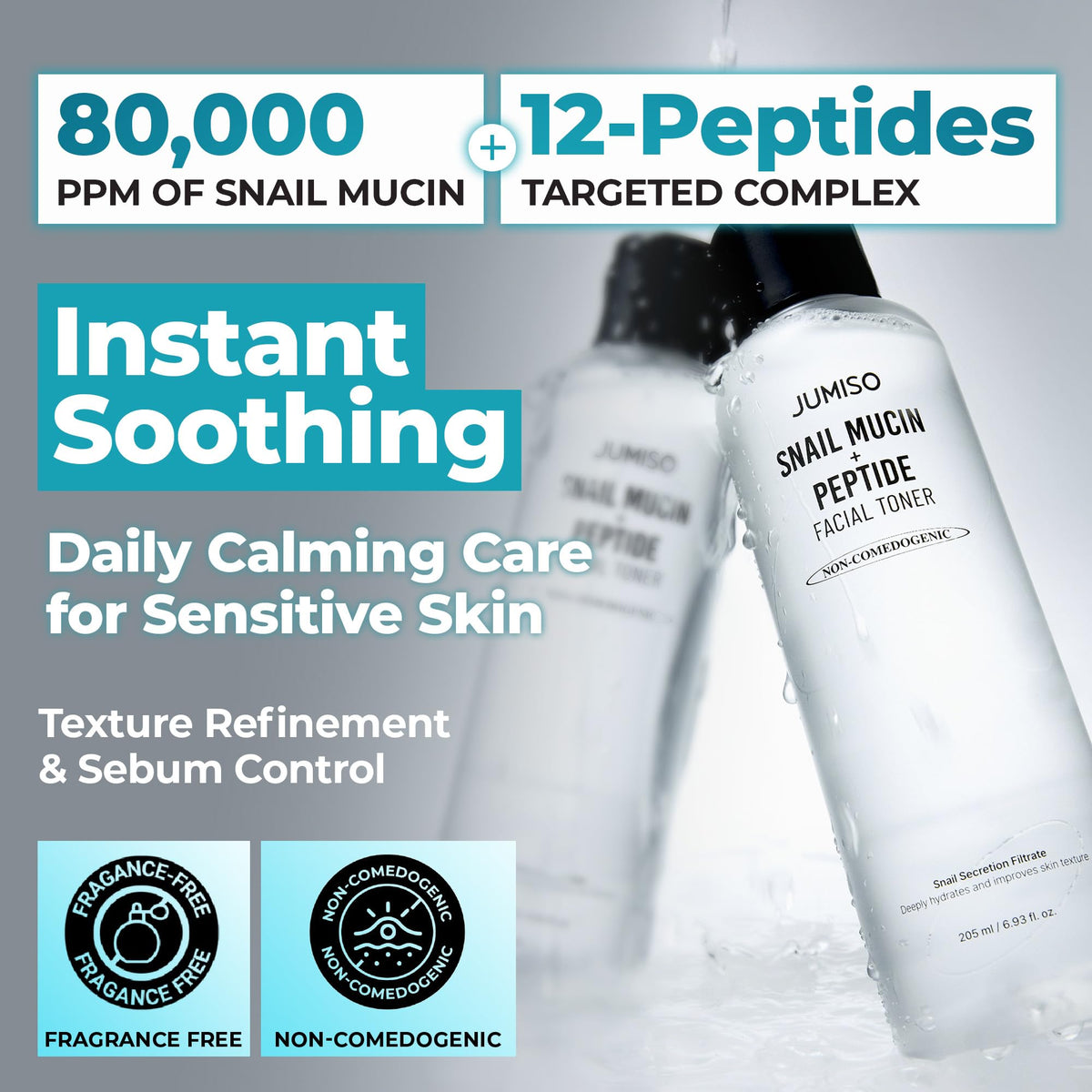 JUMISO watery essence texture close-up, fast absorption benefit