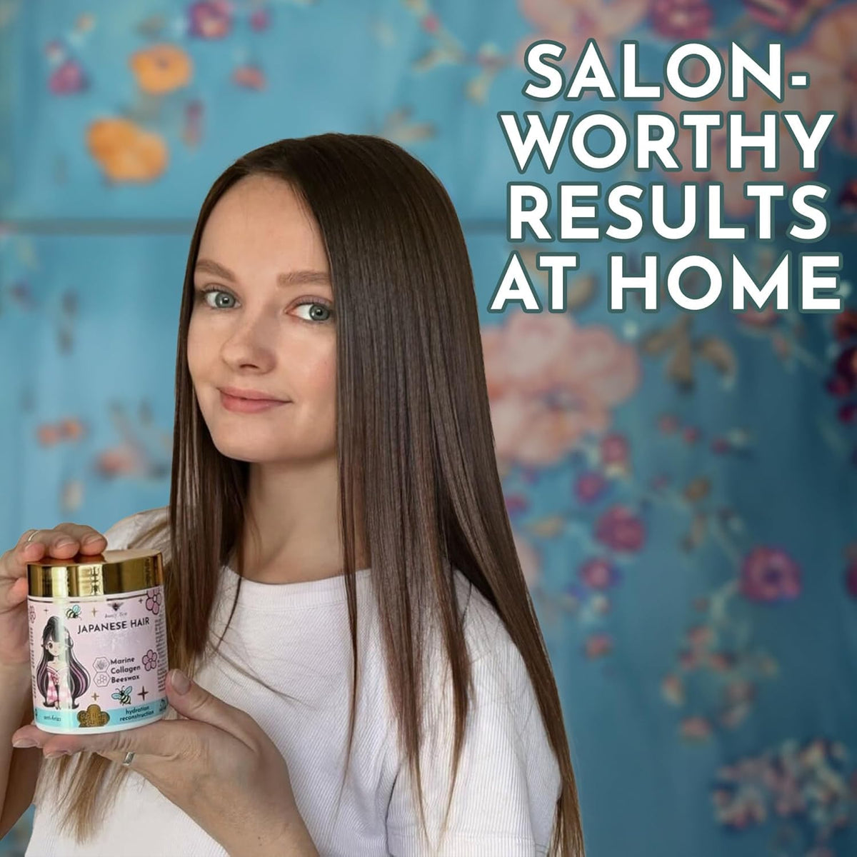 Jumybee applying mask to hair strands demonstrating ease of use