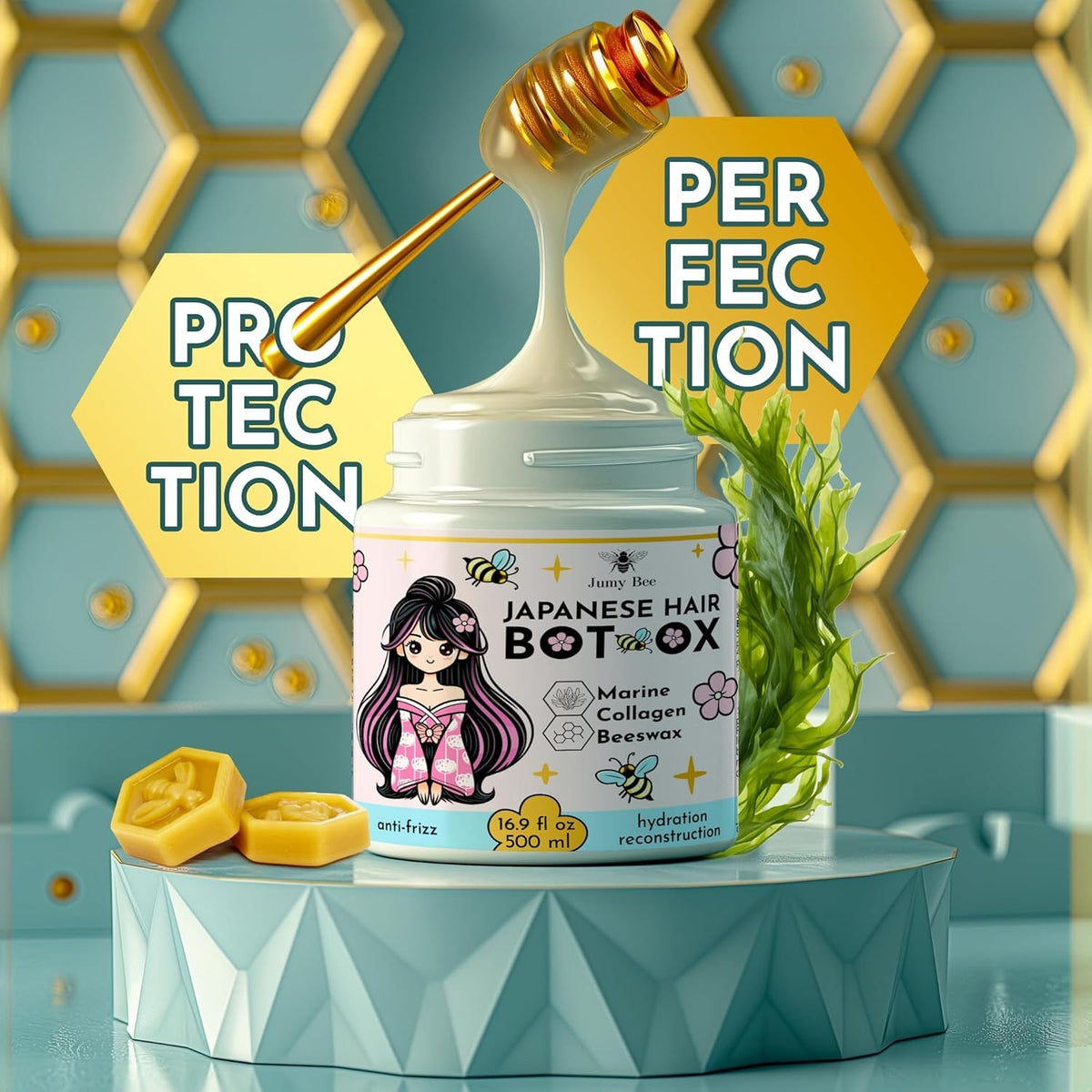 Jumybee open jar showing rich mask texture for deep conditioning