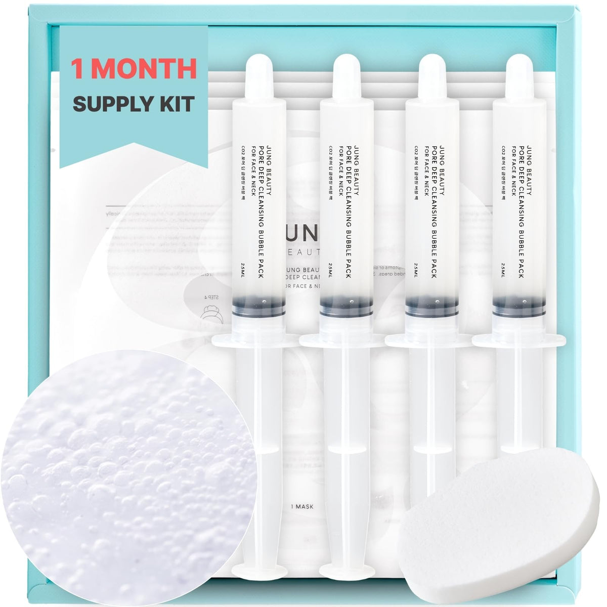 Jung Beauty front packaging showing four CO2 face and neck treatments and benefits