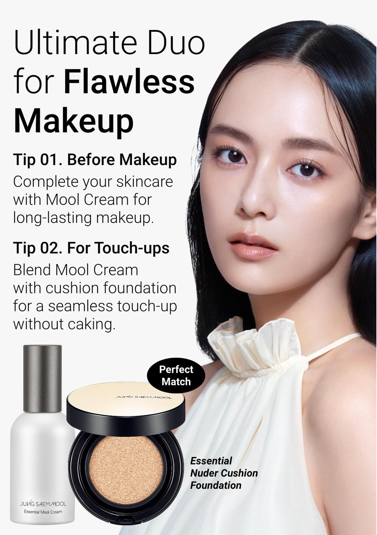 JUNG SAEM MOOL cream layered under foundation for smoother makeup application
