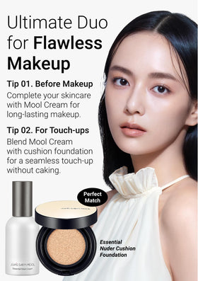 JUNG SAEM MOOL cream layered under foundation for smoother makeup application