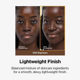 JUNG SAEM MOOL foundation swatches on arm displaying shade match benefit