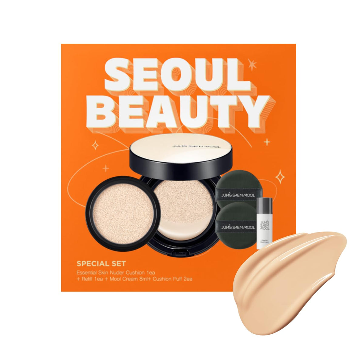 JUNG SAEM MOOL front packaging showing compact and refill, clear product gifting