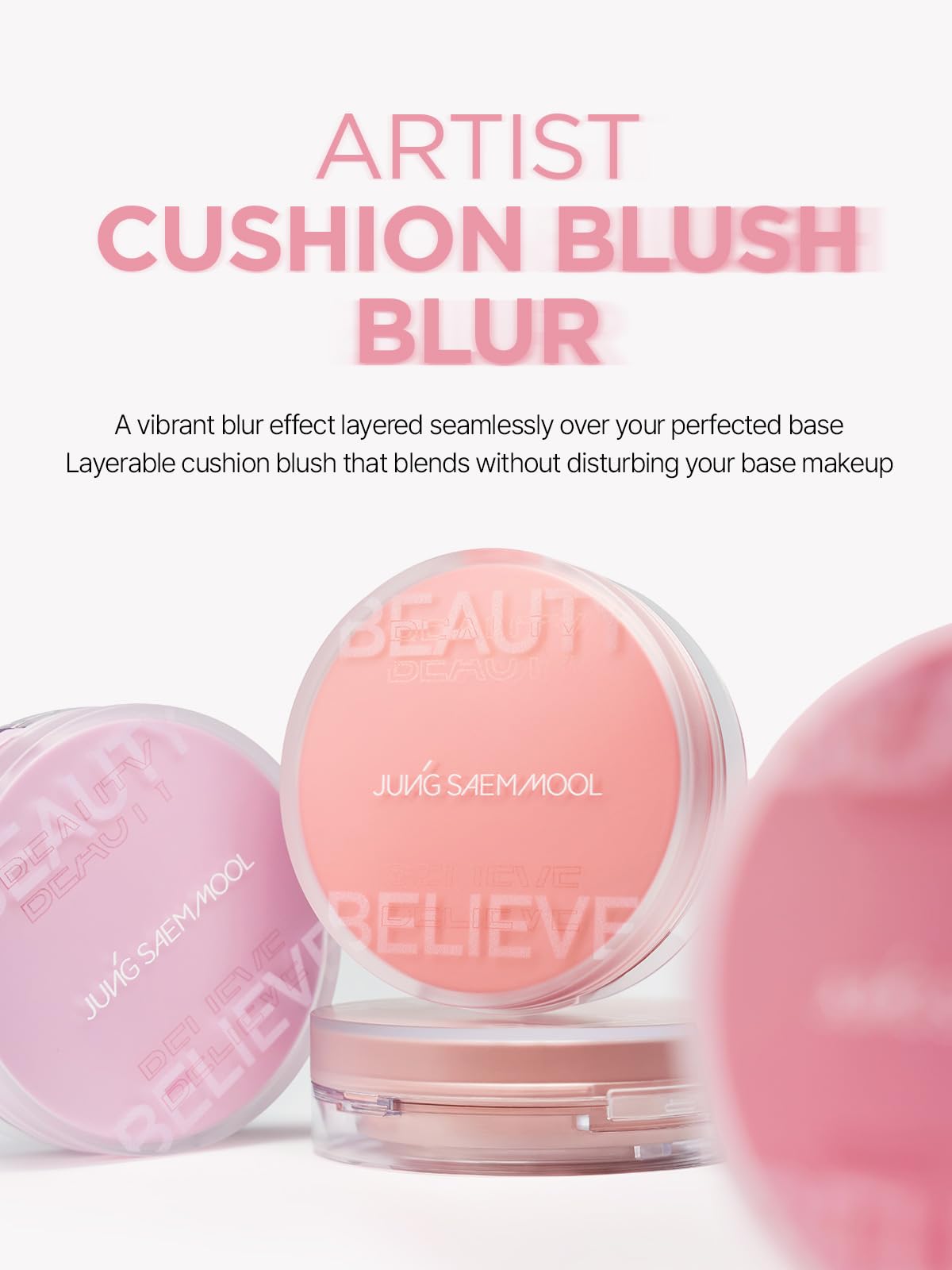 JUNG SAEM MOOL open compact with built-in puff showing easy application benefit