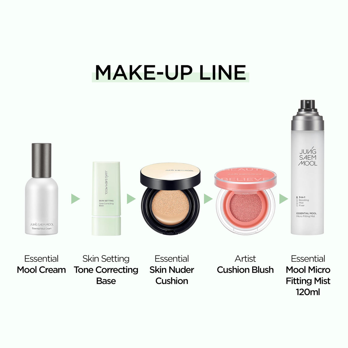 JUNG SAEM MOOL bottle next to hand showing product size and travel-friendly benefit