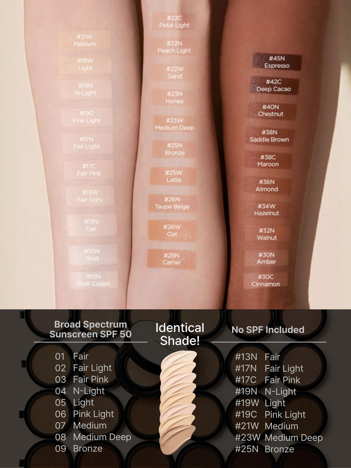 JUNG SAEM MOOL refill label detail showing shade 17 Fair Pink and SPF 50