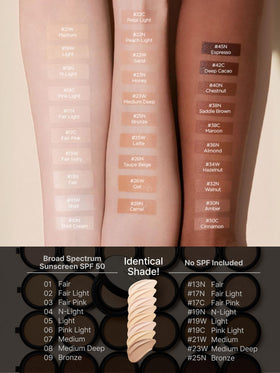 JUNG SAEM MOOL refill label detail showing shade 17 Fair Pink and SPF 50