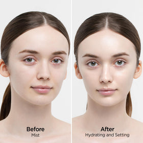 JUNG SAEM MOOL sprayed on model to show dewy finish
