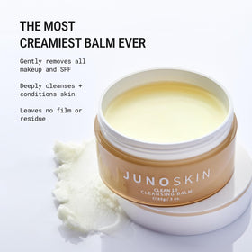 JUNO & Co. open balm texture close-up showing creamy balm that melts into oil benefit