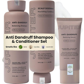 Jupiter trio front packaging showing shampoo conditioner serum benefit visible control