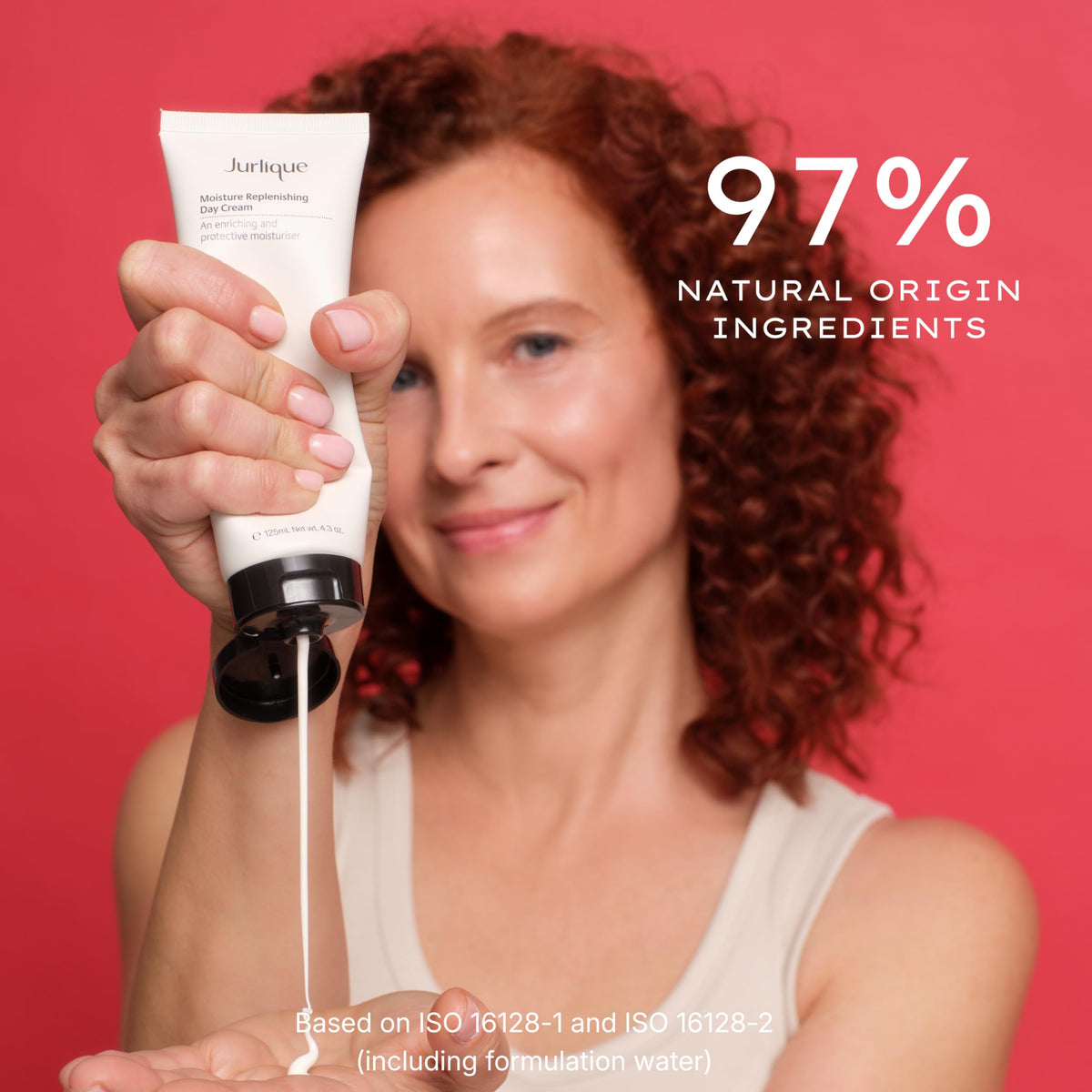 Jurlique cream being applied with fingers to show easy absorption and nourishing benefit