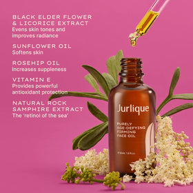 Jurlique bottle in hand to demonstrate size and travel-friendly benefit