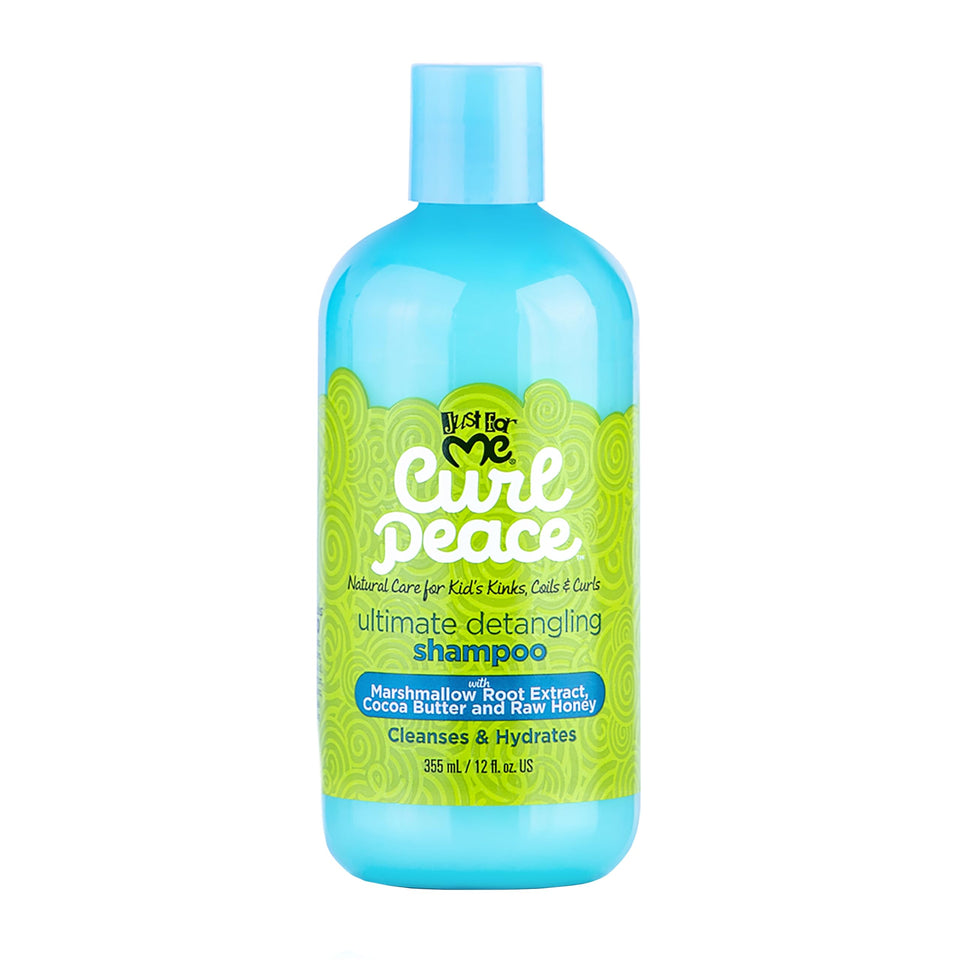 Just For Me Curl Peace front-packaging showing twin bottles and benefits
