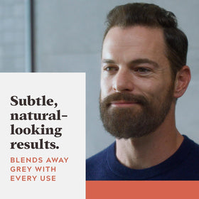 Just for Men before and after comparison showing subtle gray reduction