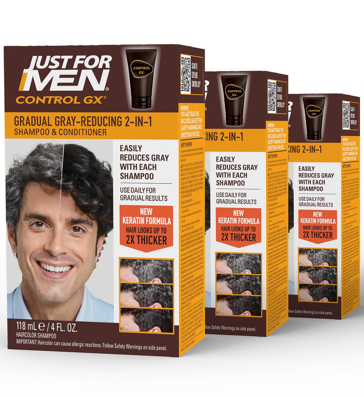 Just for Men front packaging showing product benefits and size