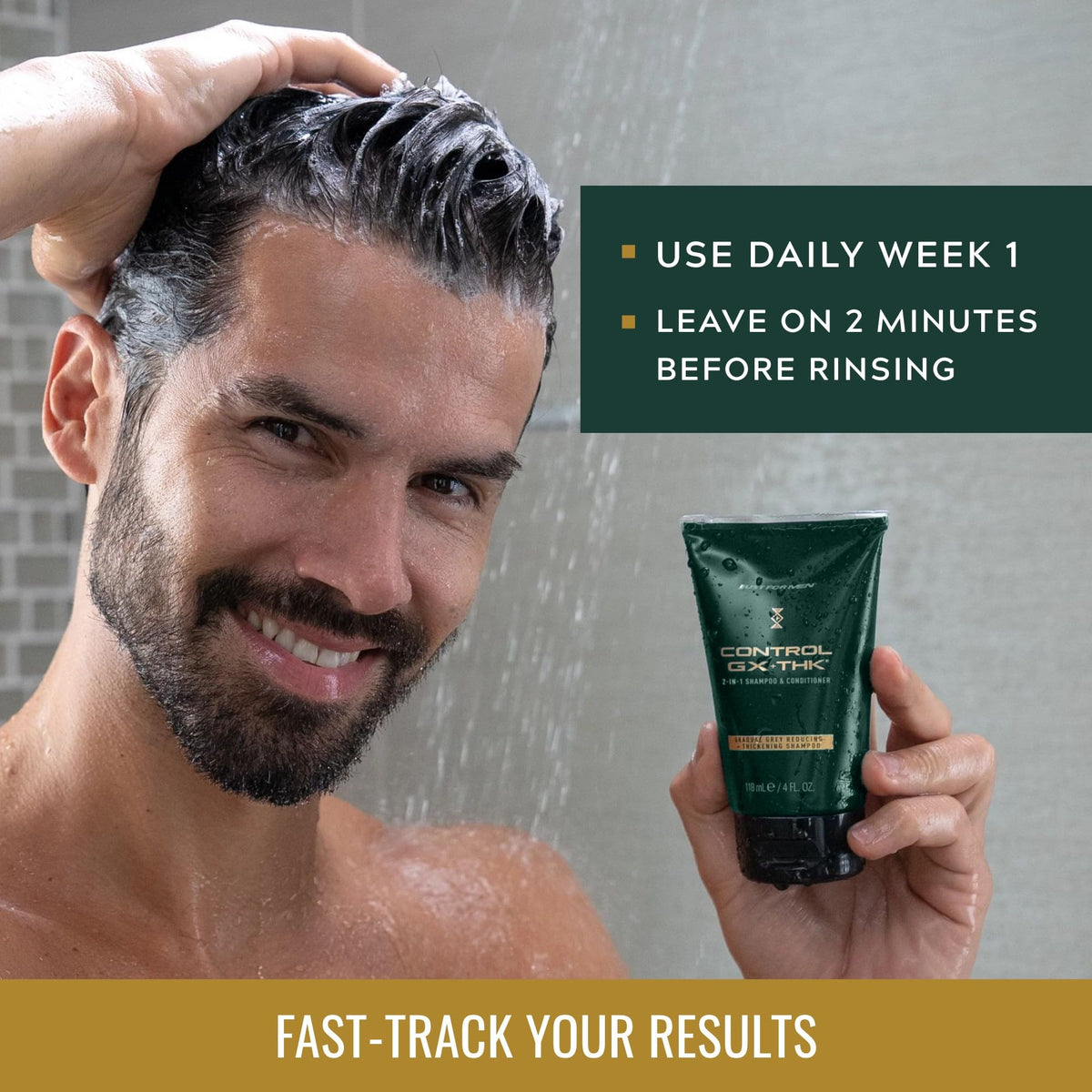 Just for Men conditioner texture closeup showing thickening cream
