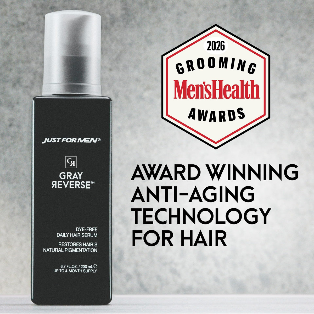 Just for Men serum texture close-up highlighting lightweight absorption