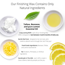 Just Like Jane finishing wax application on nail demonstrating smooth protective finish