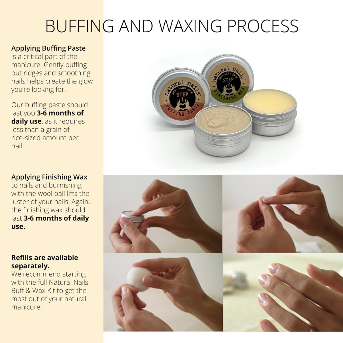 Just Like Jane finishing wax size comparison beside coin for scale and travel convenience