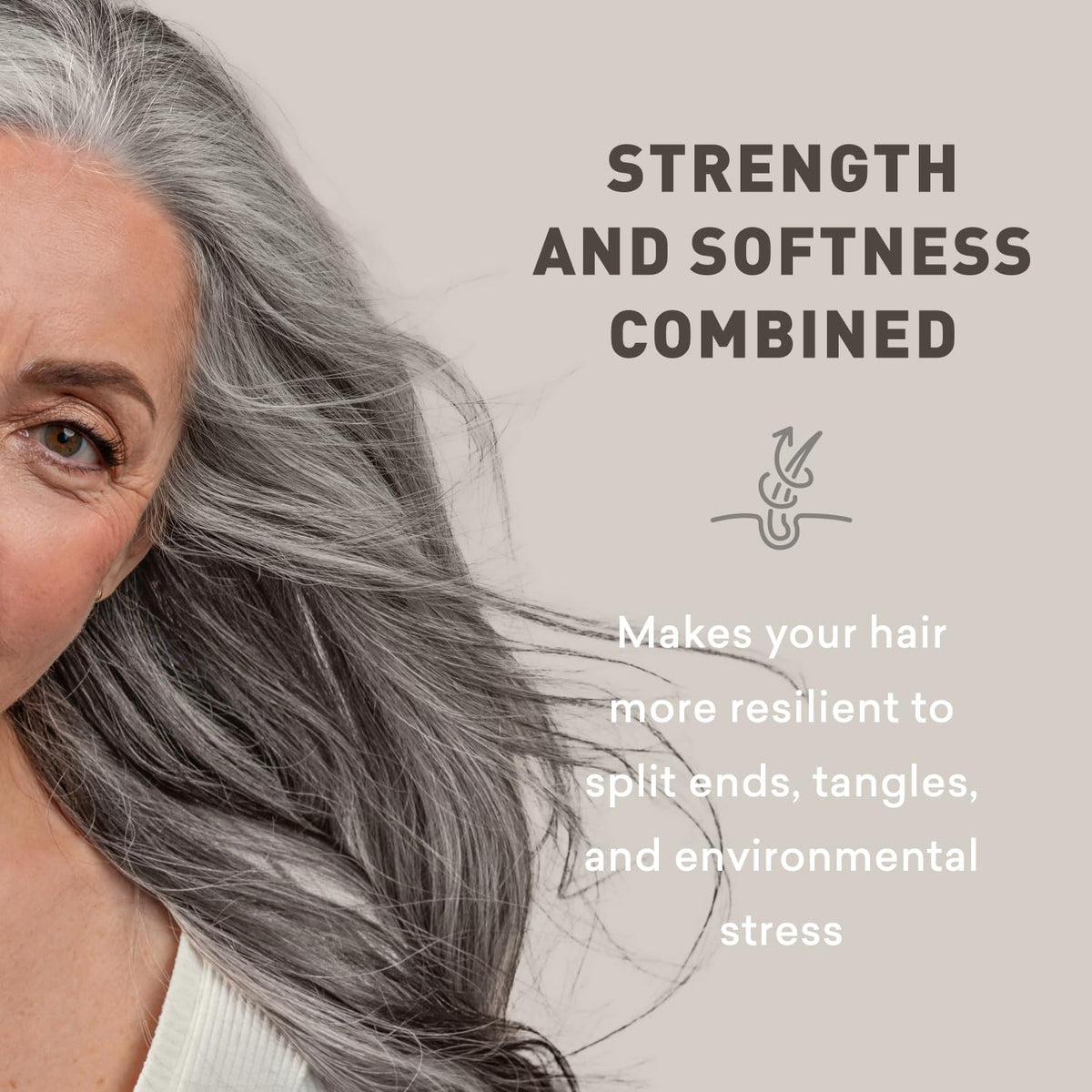 Just Nutritive conditioner being applied to gray hair demonstrating smooth application