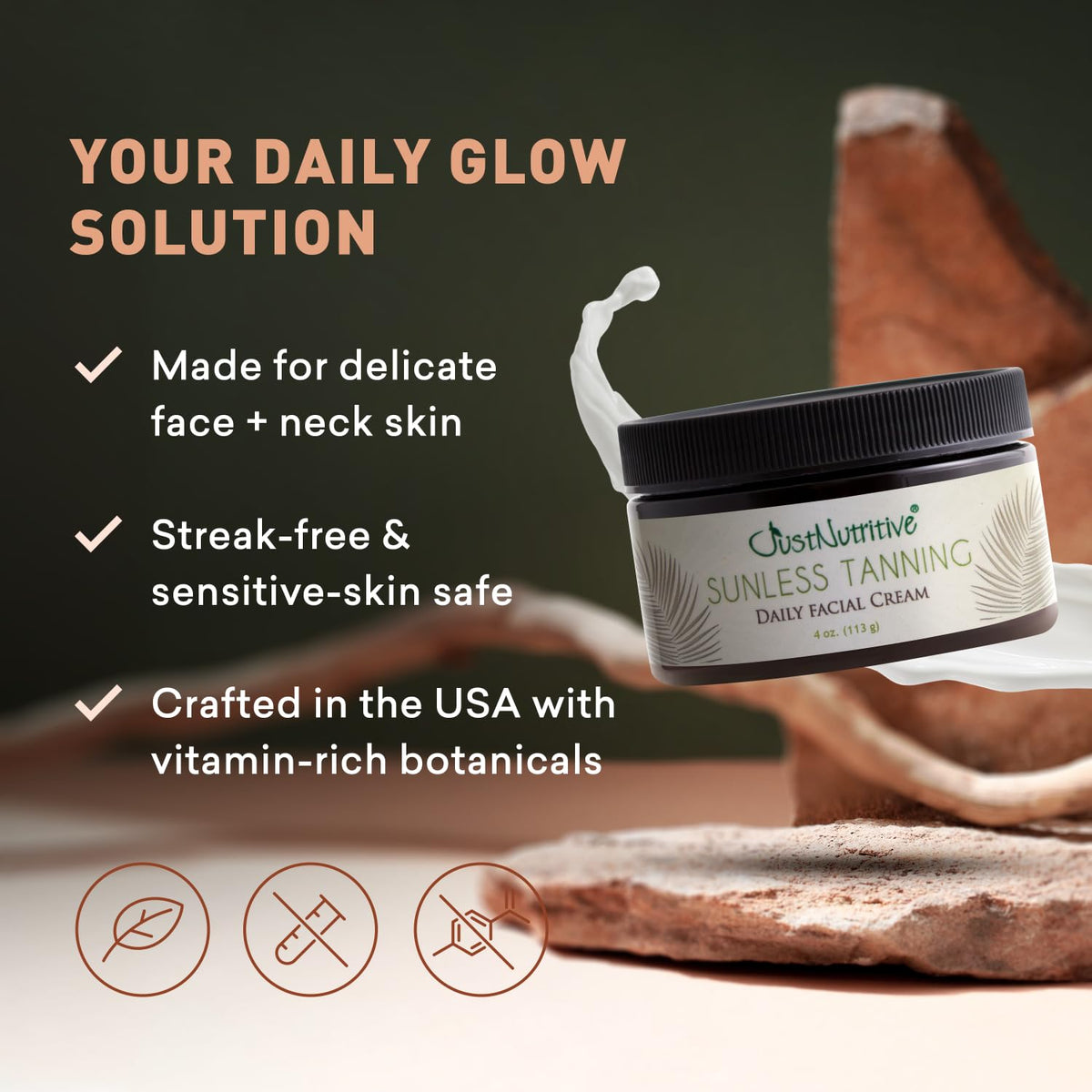 Just Nutritive application on cheek demonstration offering even, buildable color