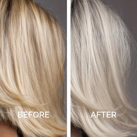 Just Nutritive before and after hair showing reduced brassiness and shine
