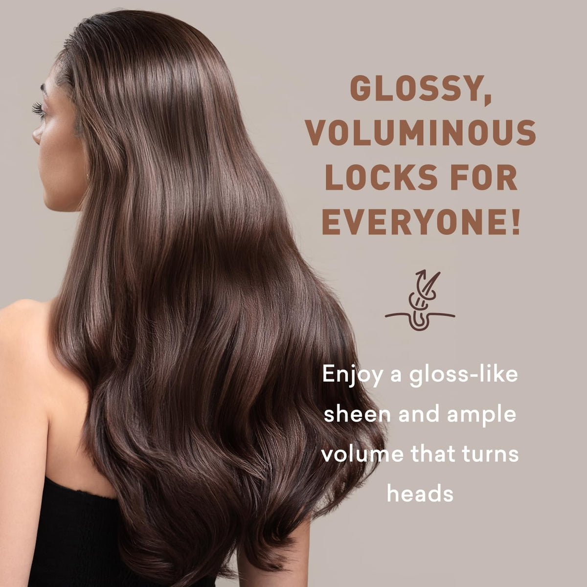 Just Nutritive conceptual before after image showing fuller-looking hair