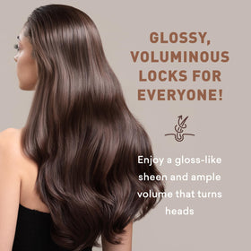 Just Nutritive conceptual before after image showing fuller-looking hair