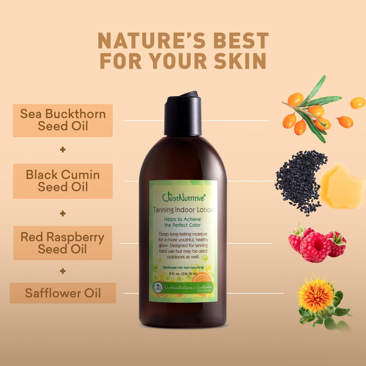 Just Nutritive bottle back label details revealing usage directions and cruelty-free credentials