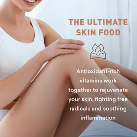 Just Nutritive bottle on bath shelf styled for everyday moisturizer convenience