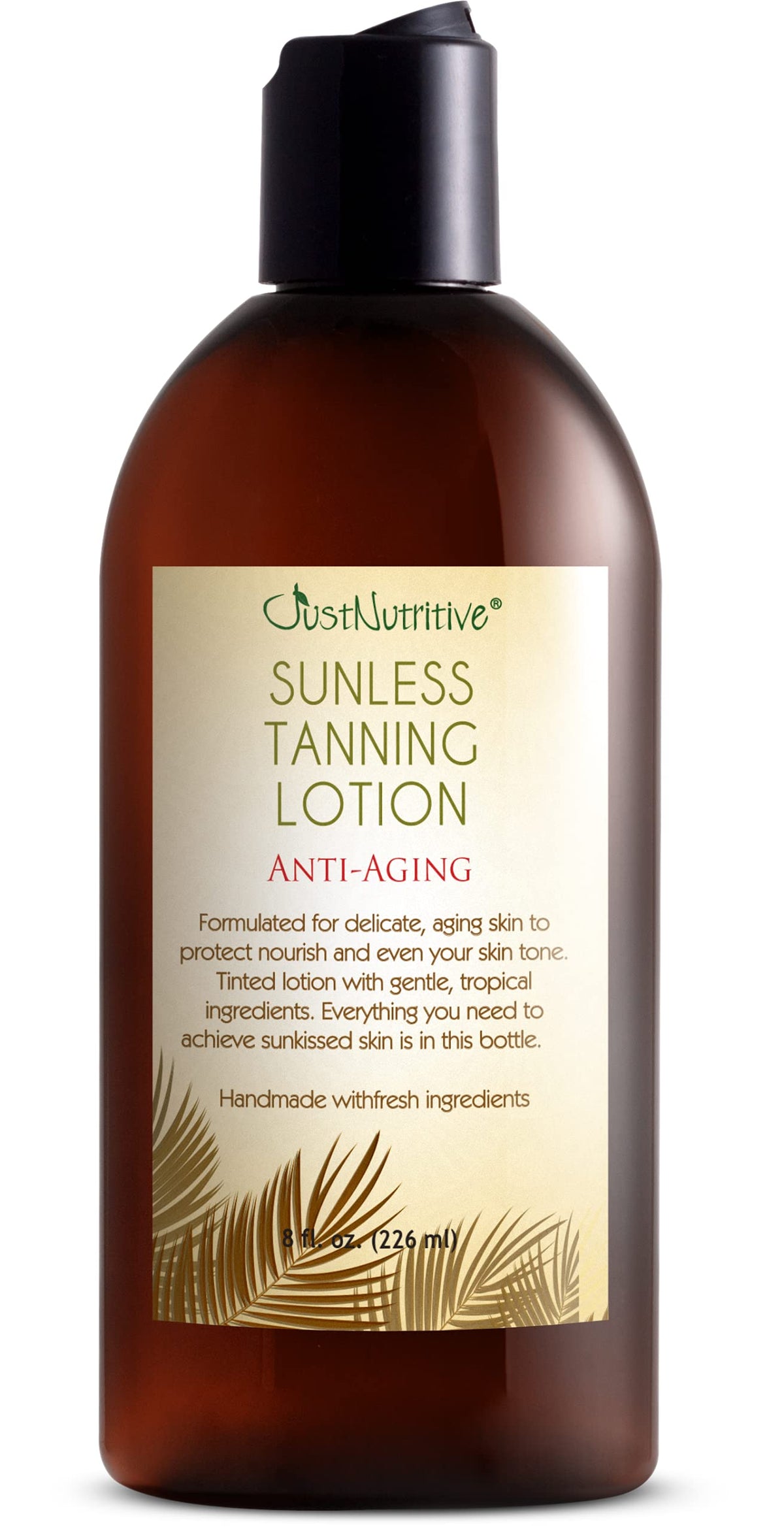 Just Nutritive front packaging showing an 8 oz bronzing lotion for easy identification
