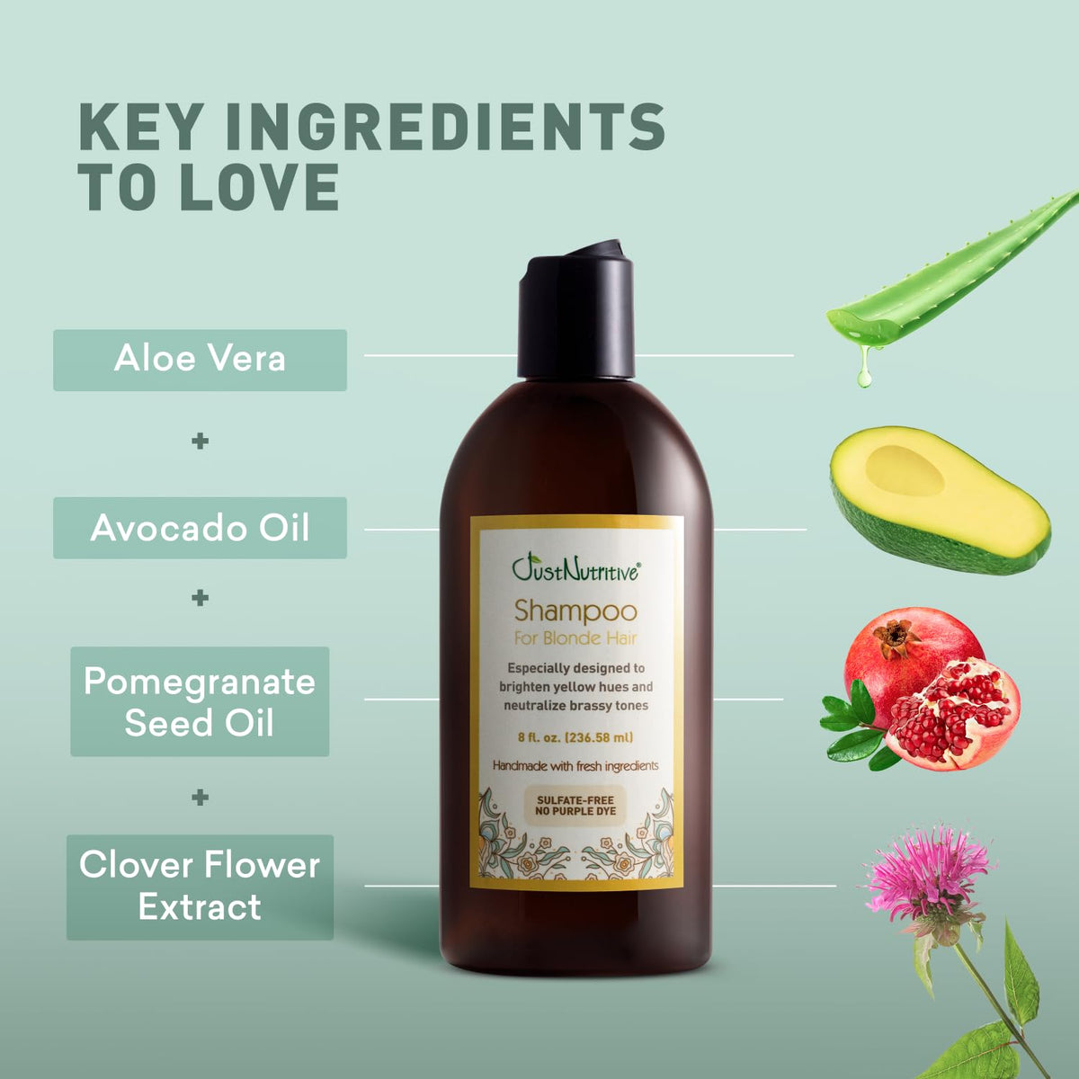 Just Nutritive in bathroom on shelf demonstrating daily maintenance use