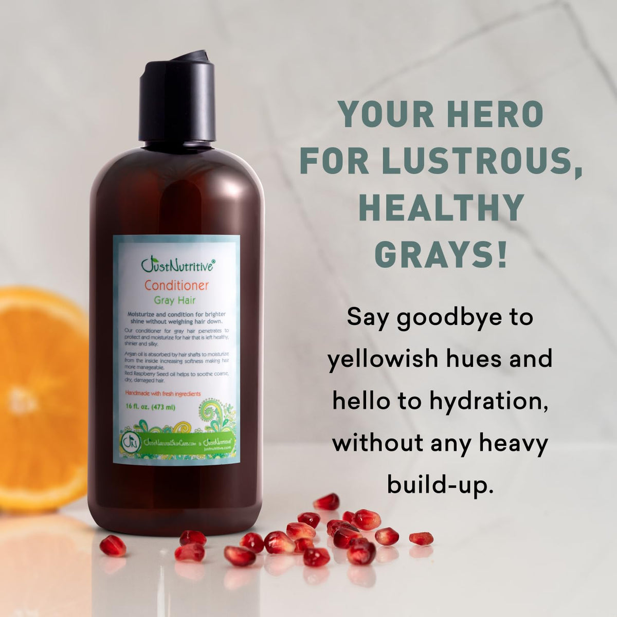 Just Nutritive label closeup highlighting natural ingredients and claims
