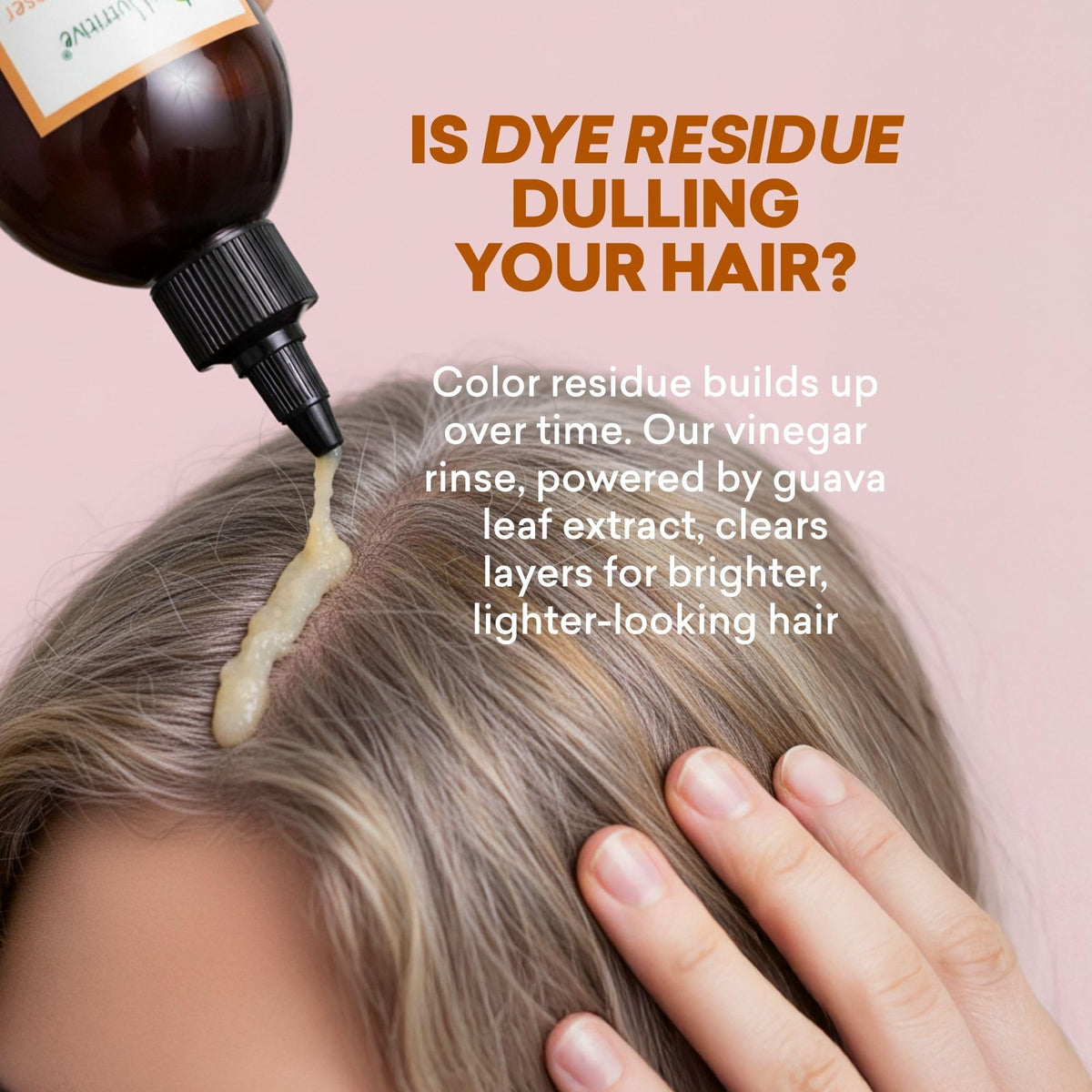 Just Nutritive pour texture closeup illustrating clear vinegar rinse clarity