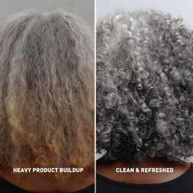Just Nutritive rinse application on wet hair demonstrating clarifying action