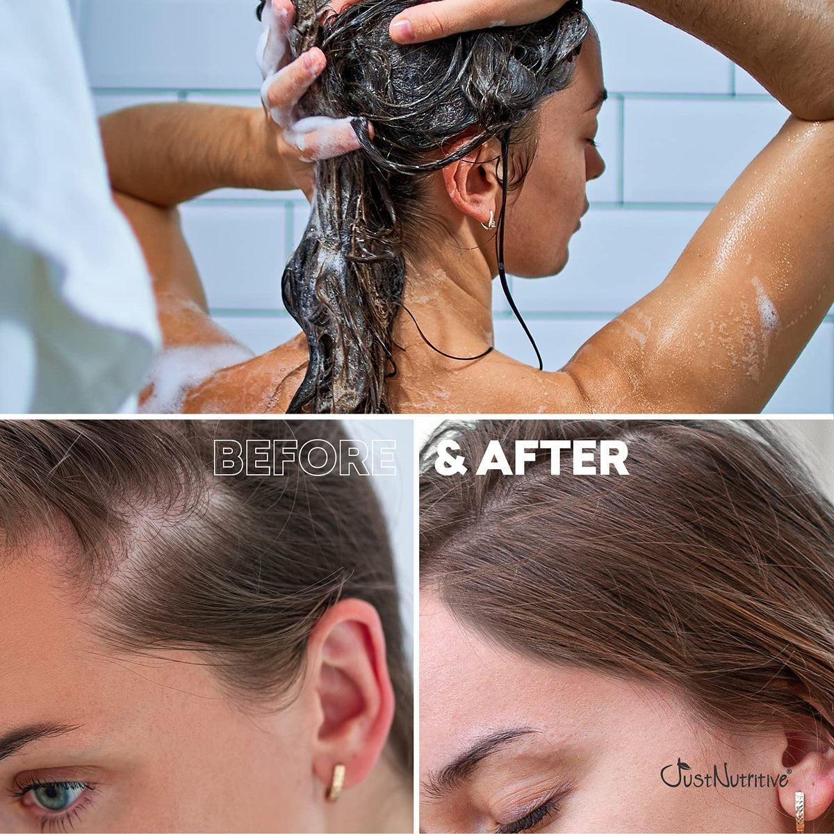 Just Nutritive shampoo foam texture demonstrating gentle lather benefit