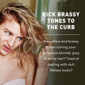 Just Nutritive shampoo in use lathering on hair to neutralize brassiness