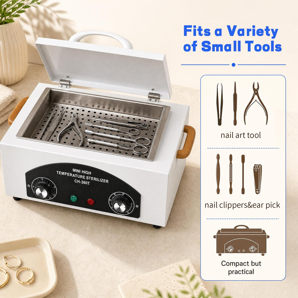 JUSTHERE stainless steel interior detail showing durable heat-resistant surface
