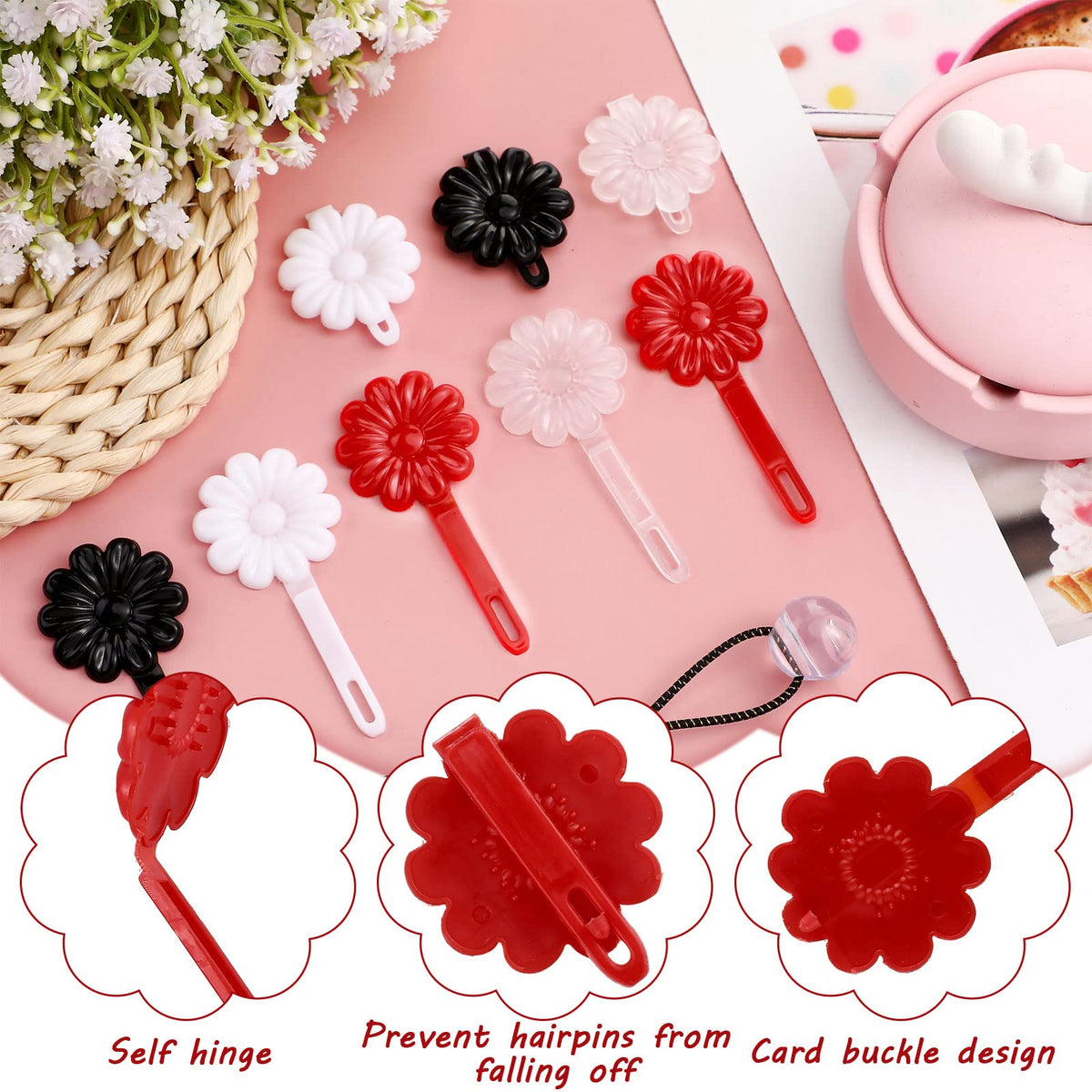 Jutom detail of flower-shaped clip showing smooth edges for gentle wear benefit