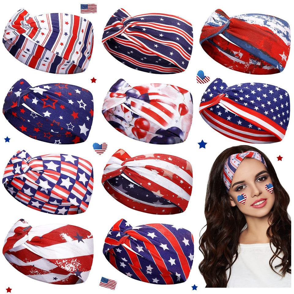 Jutom front packaging showing ten patriotic headbands and festive variety